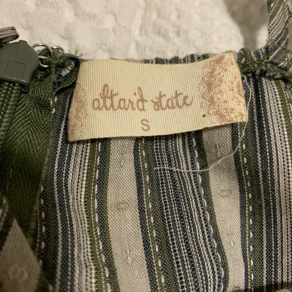 Green striped ruffle mini dress, Altar’d State, size S - Picture 2 of 5